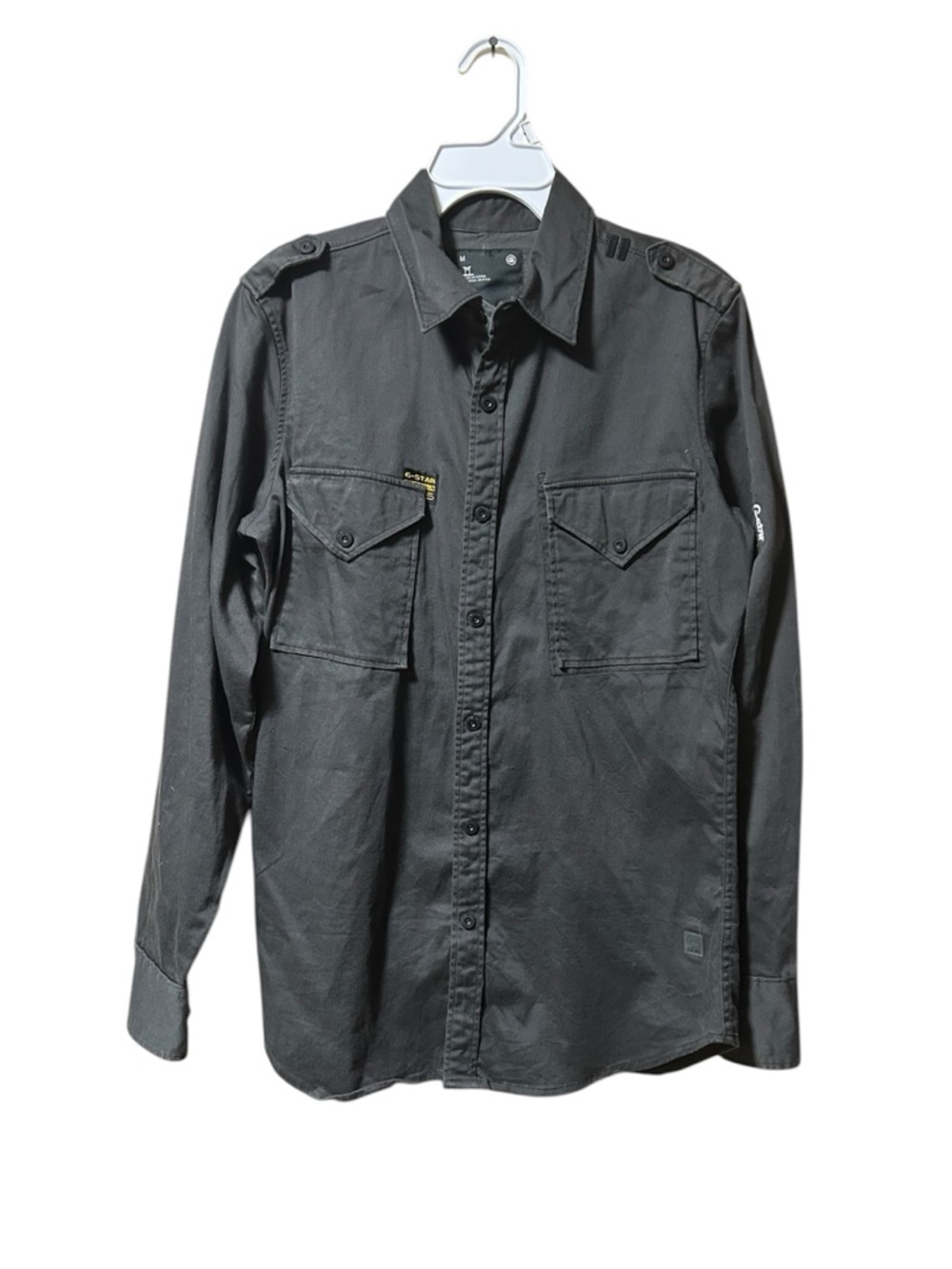 G-Star RAW Gould Army Shirt Mens Medium Gray Utility Button Military